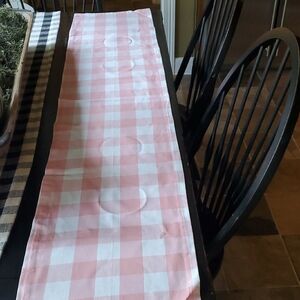 Pink and White Checkered Table Runner